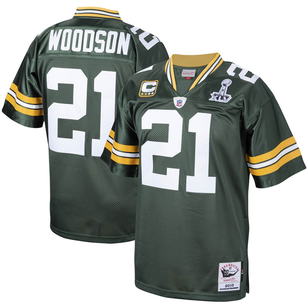 Green Bay Packers 2010 Charles Woodson Green Throwback Retired Player Football Jersey