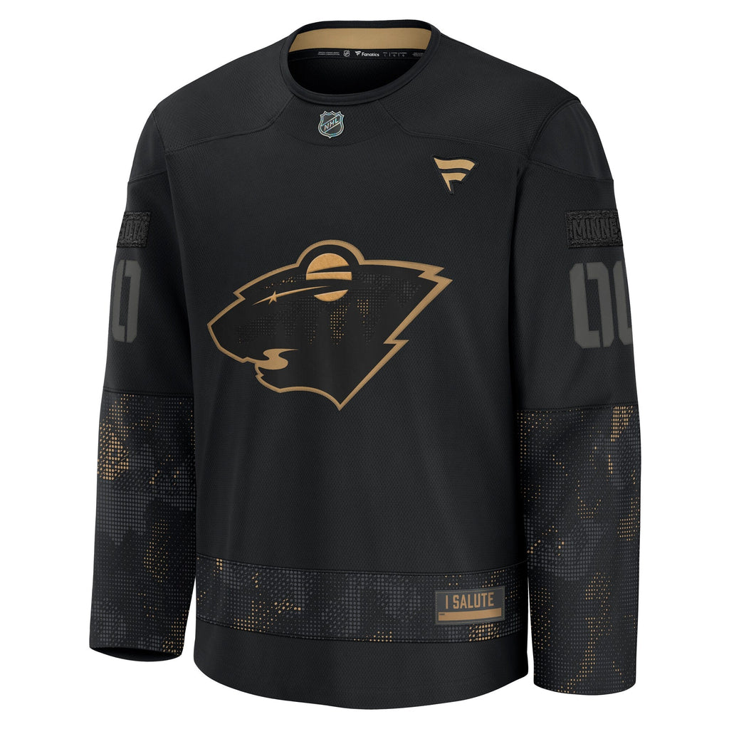 Minnesota Wild Black 2024 Military Appreciation Custom Practice Jersey