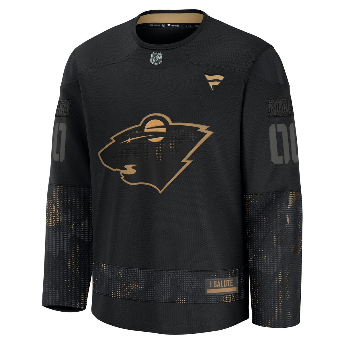Minnesota Wild Black 2024 Military Appreciation Custom Practice Jersey