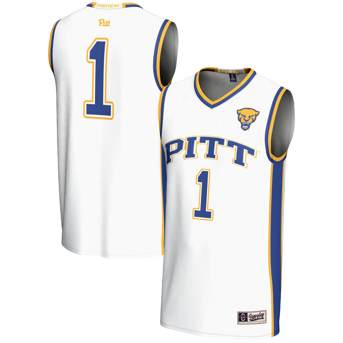 #1 Pitt Panthers Lightweight Basketball Jersey - White