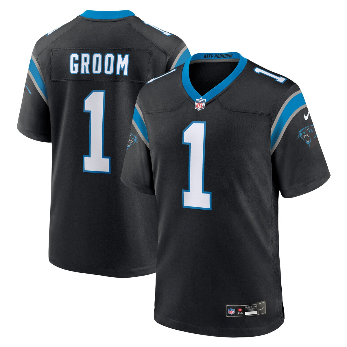 Carolina Panthers Number 1 Groom Black Game Football Jersey