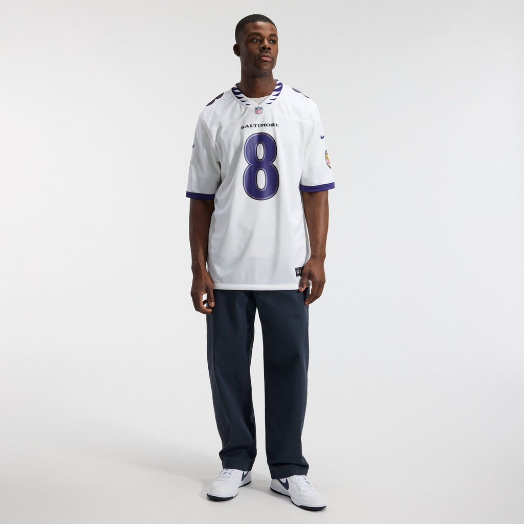 Baltimore Ravens Lamar Jackson White Game Football Jersey
