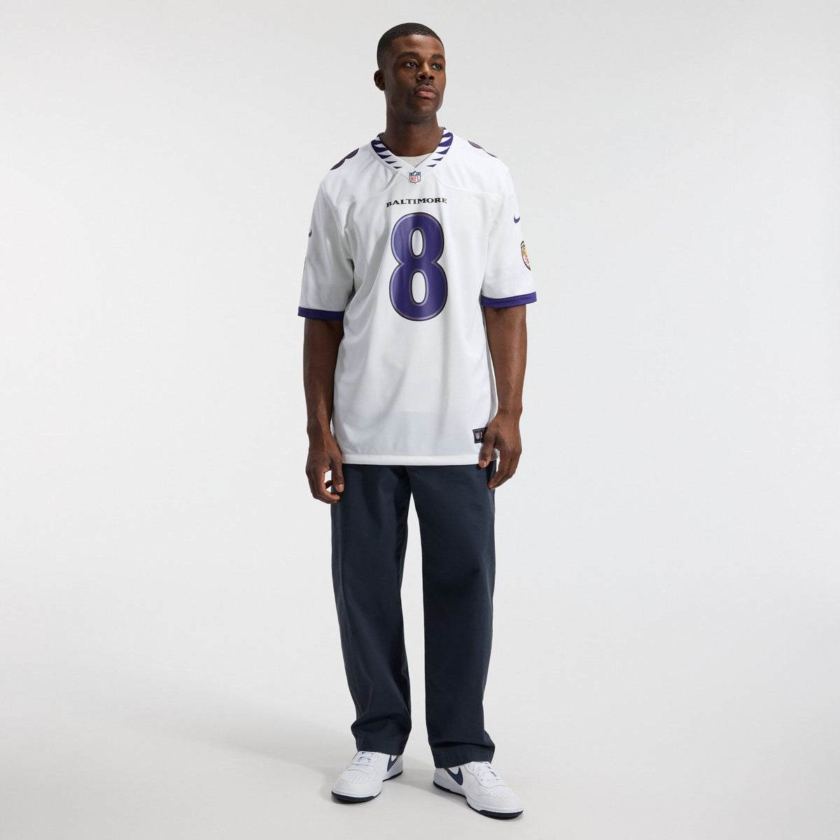 Baltimore Ravens Lamar Jackson White Game Football Jersey