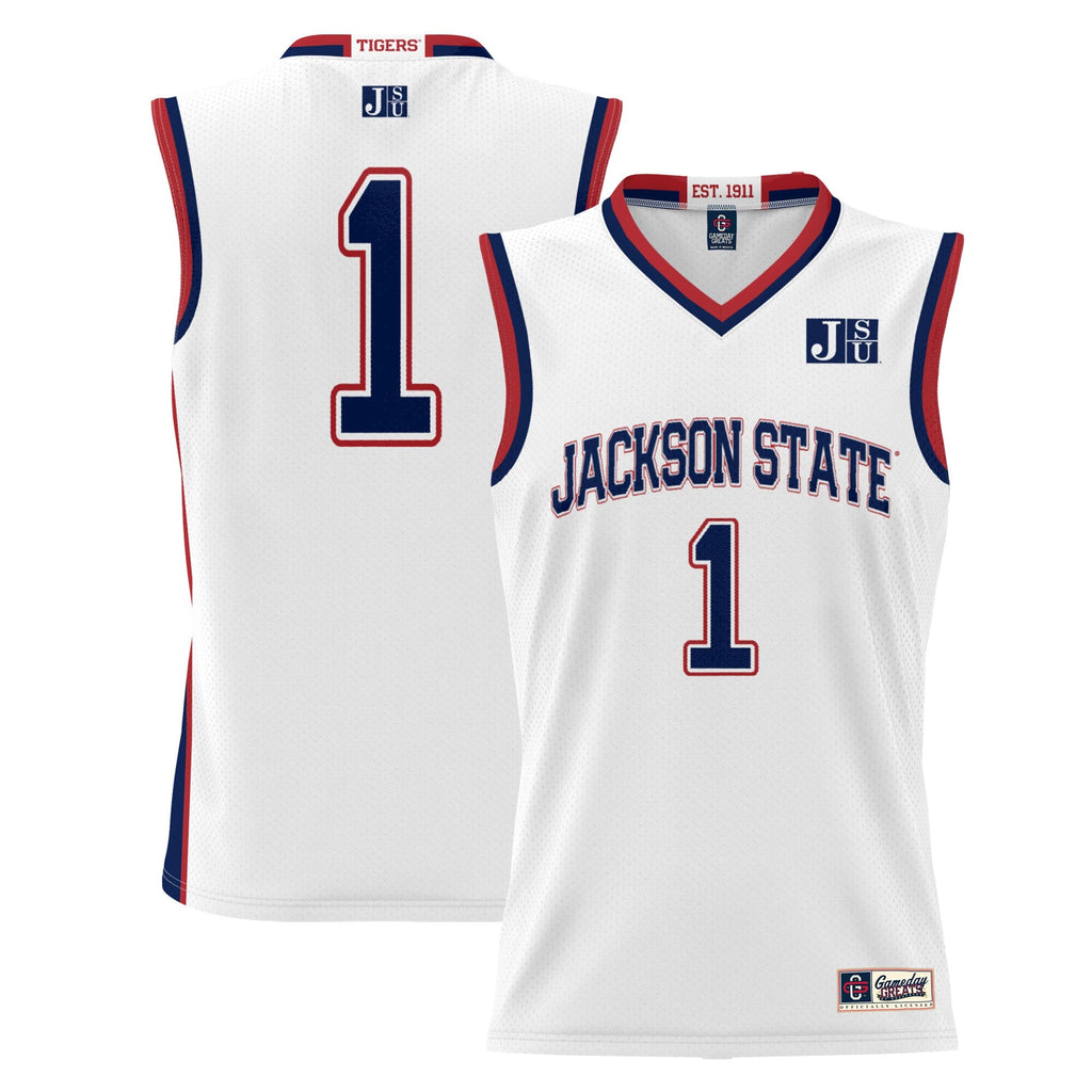 #1 Jackson State Tigers Lightweight Basketball Jersey - White