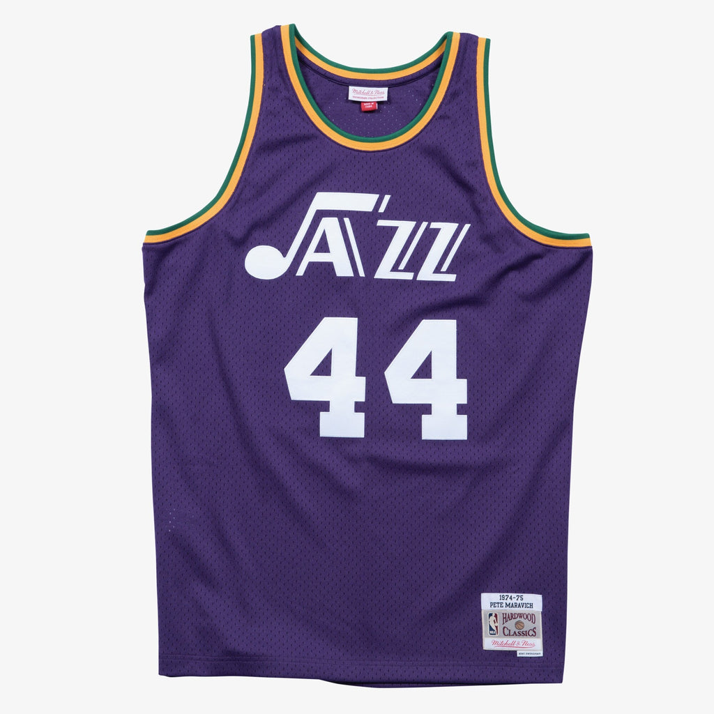 New Orleans Jazz Pete Maravich 1974 Swingman Road Jersey - Purple
