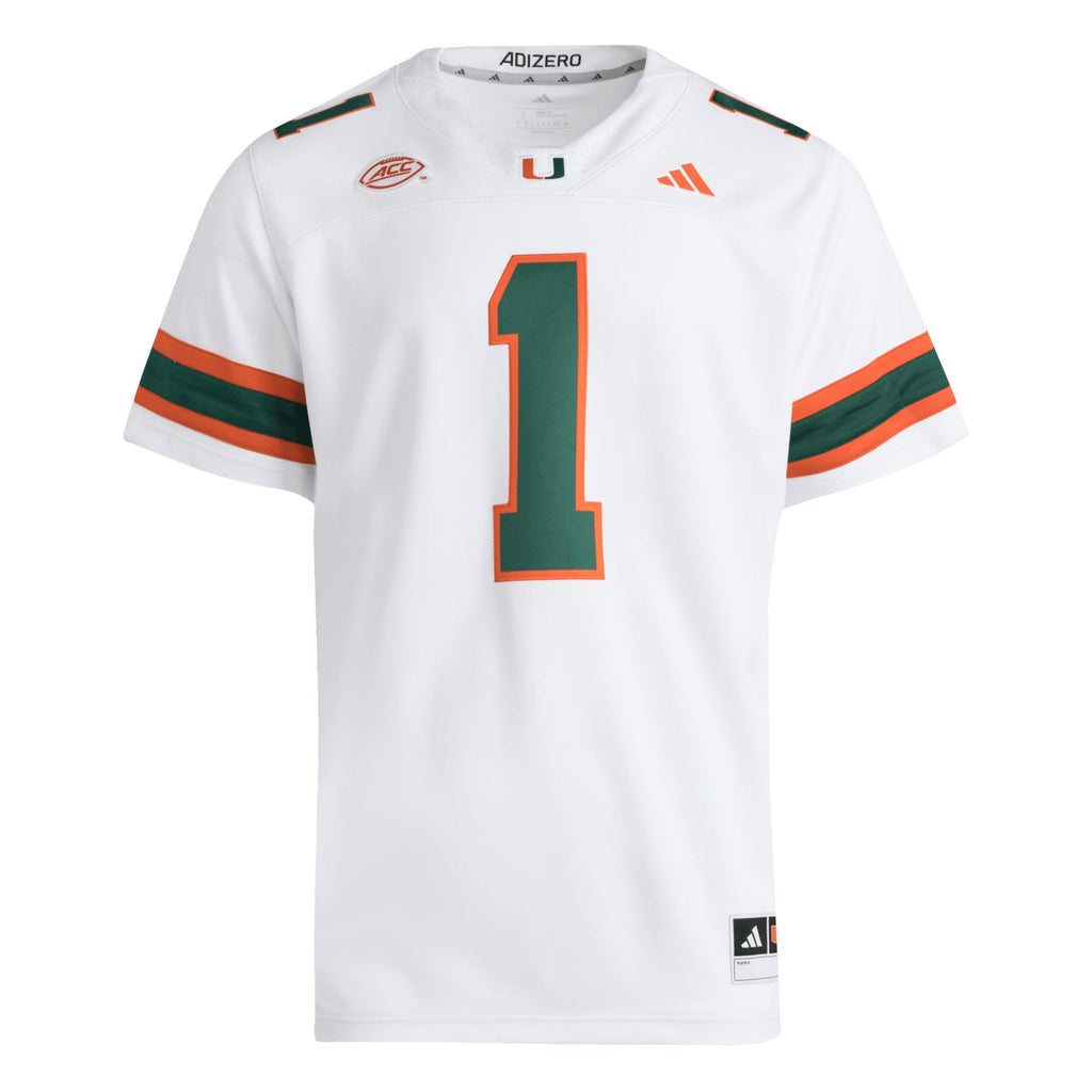 #1 White Miami Hurricanes Premier Jersey