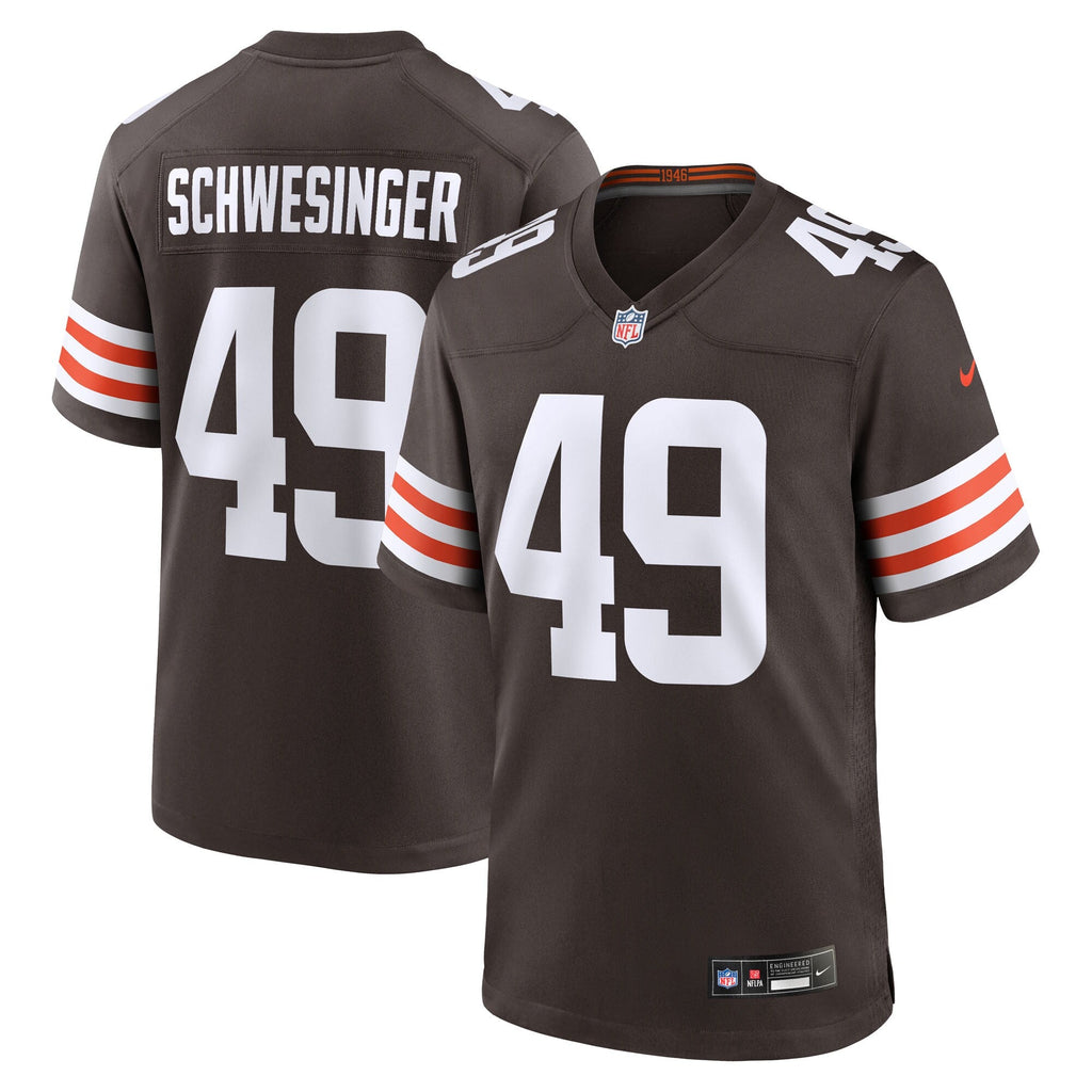 Cleveland Browns Carson Schwesinger Brown 2025 NFL Draft Game Football Jersey