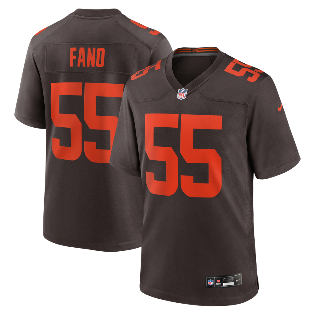 Cleveland Browns Spencer Fano Brown 2026 NFL Draft First Round Pick No. 9 Alpha Dawg Alternate Game Football Jersey