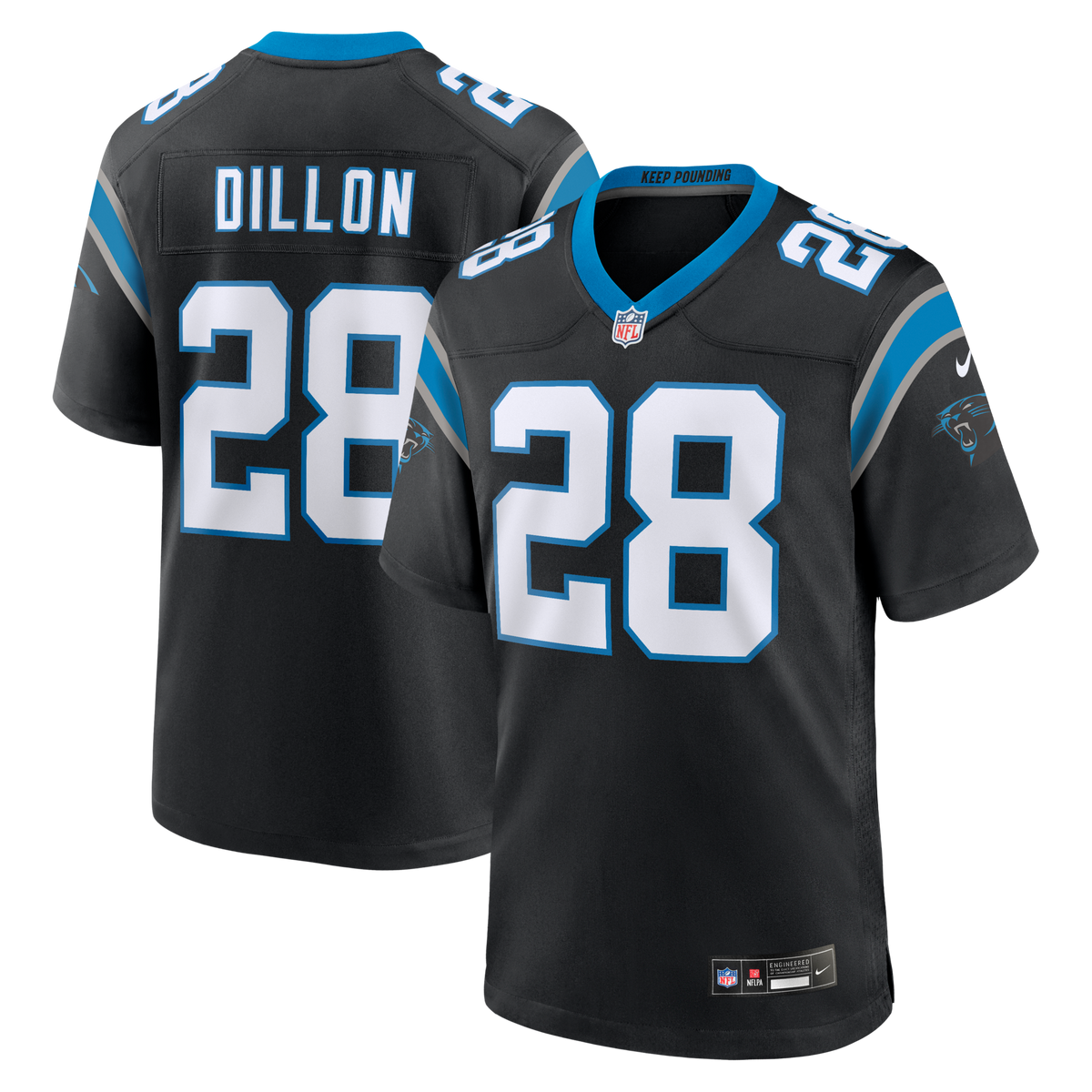 Carolina Panthers AJ Dillon Black Team Game Football Jersey