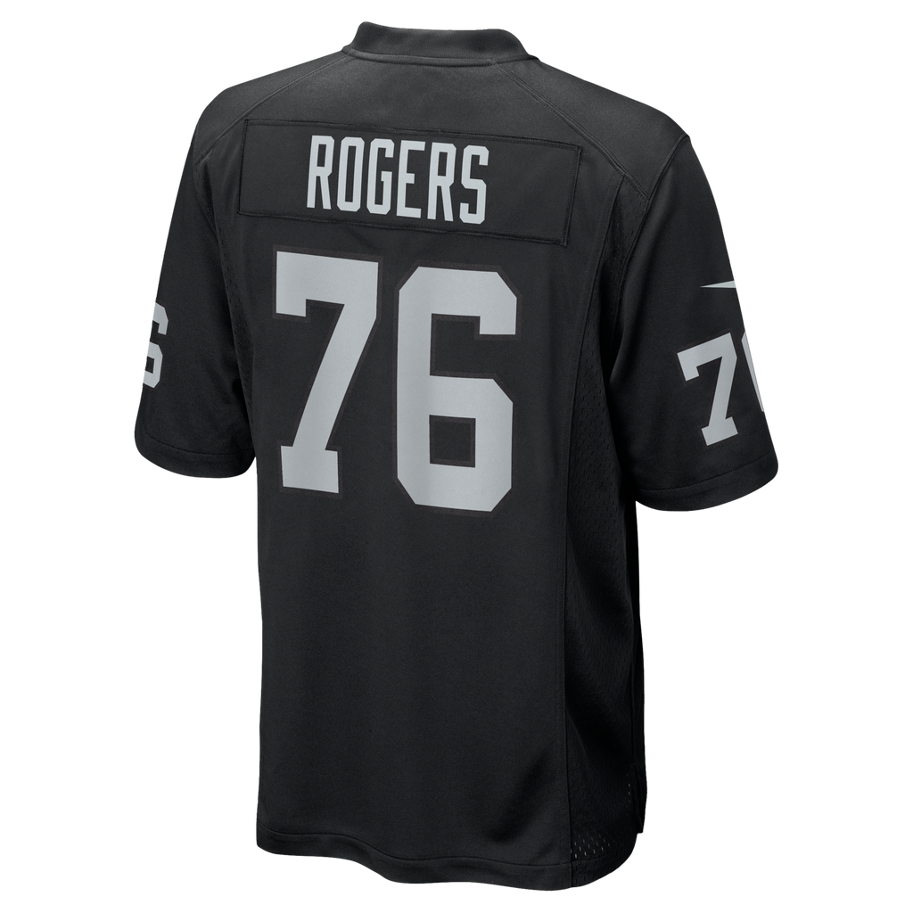 Las Vegas Raiders Caleb Rogers Black Team Game Football Jersey