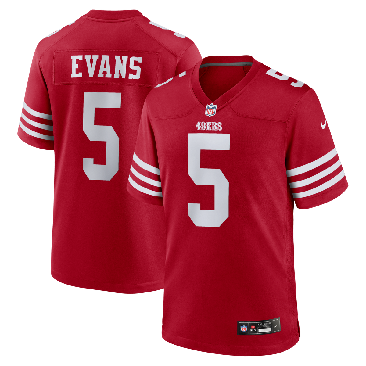 San Francisco 49ers Mike Evans Scarlet Game Football Jersey