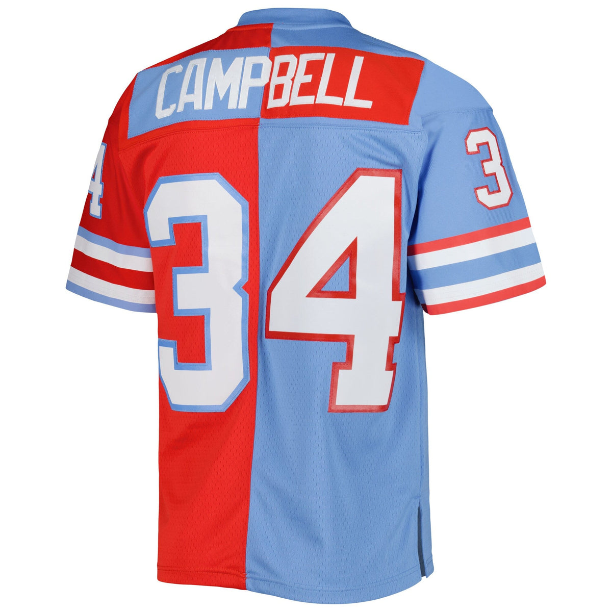 Houston Oilers Earl Campbell Red/Light Blue Gridiron Classics 1980 Split Legacy Replica Football Jersey
