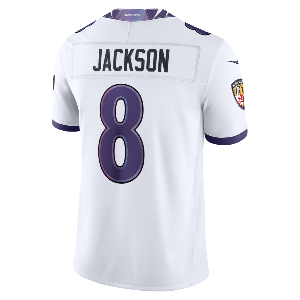 Baltimore Ravens Lamar Jackson White Vapor F.U.S.E. Stitched Limited Football Jersey