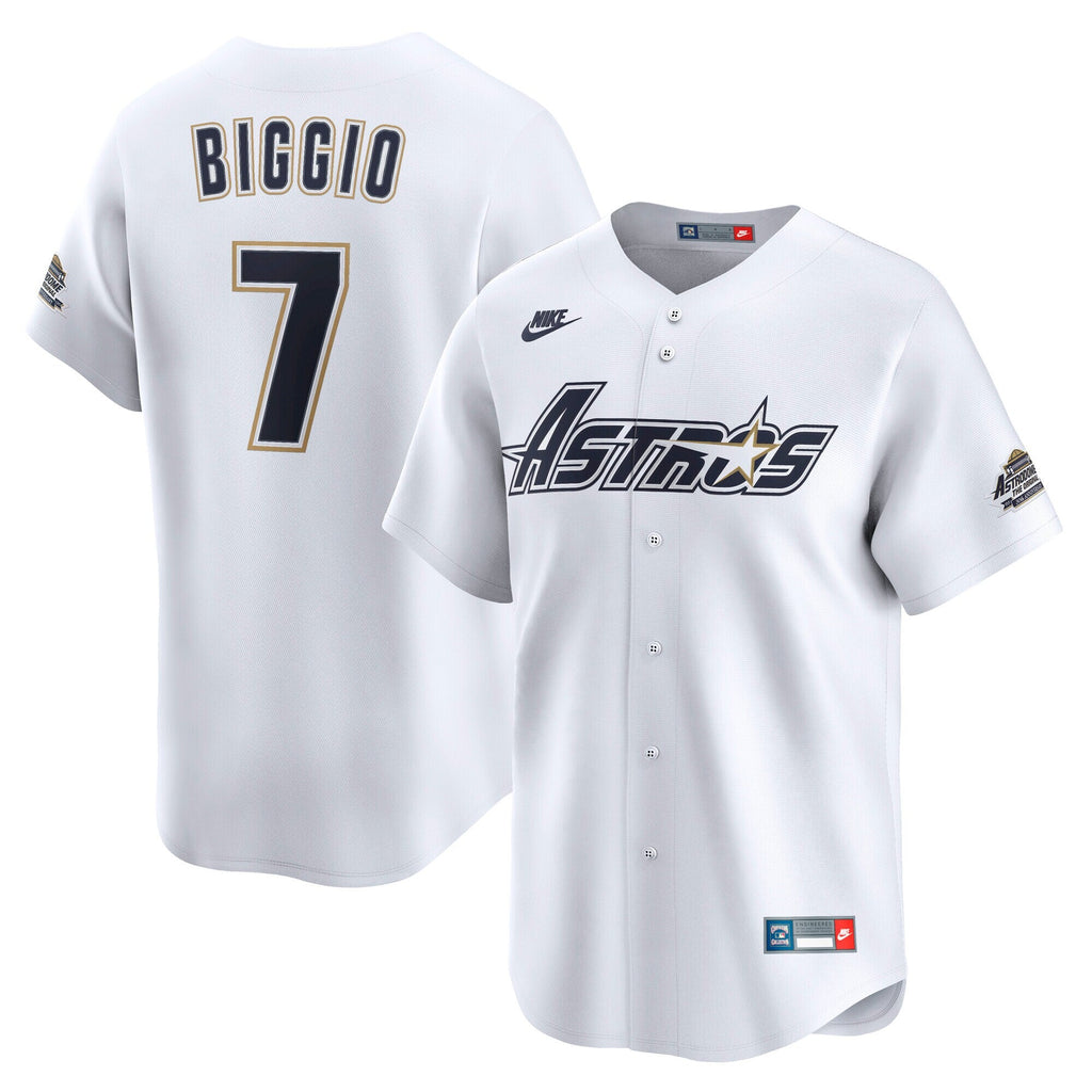 Houston Astros Craig Biggio White Throwback Cooperstown Collection Limited Baseball Jersey