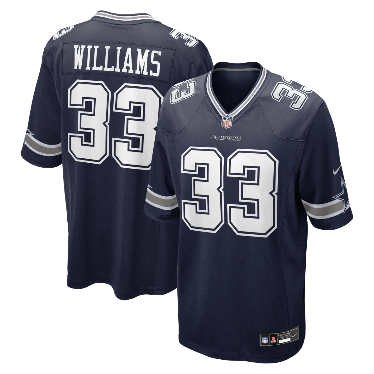 Dallas Cowboys Javonte Williams Navy Team Game Football Jersey