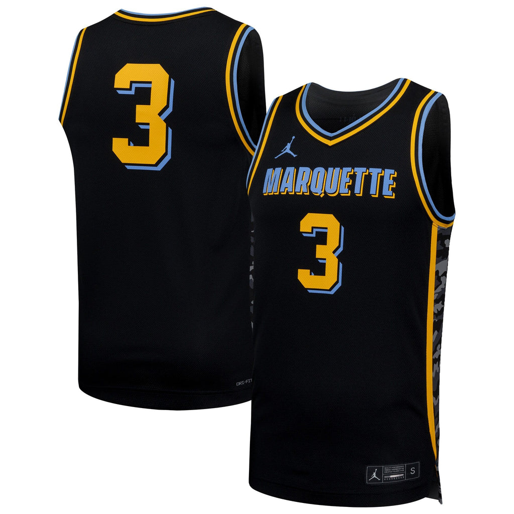 #3 Black Marquette Golden Eagles Replica Basketball Jersey
