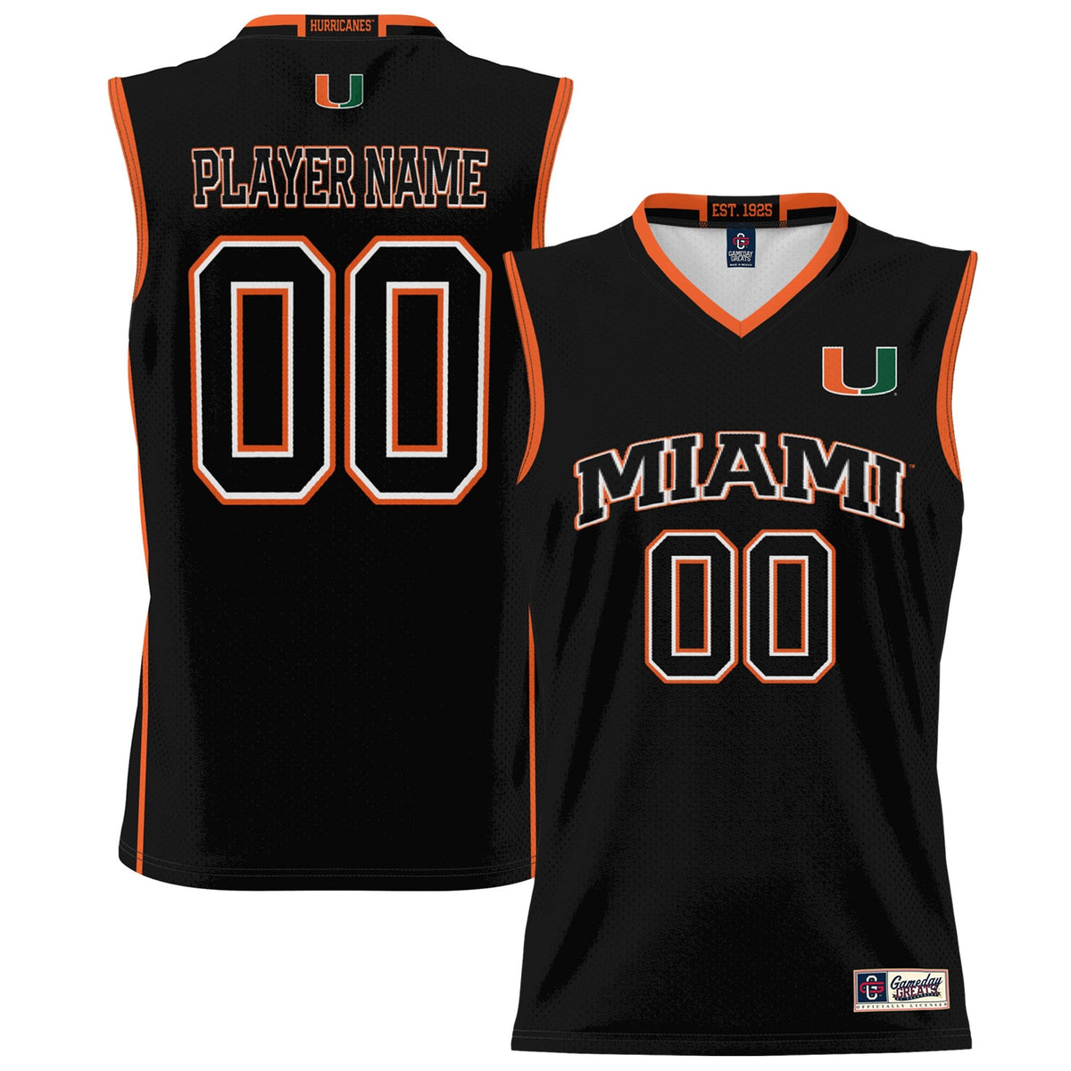Miami Hurricanes NIL Pick-A-Player Lightweight Basketball Jersey - Black