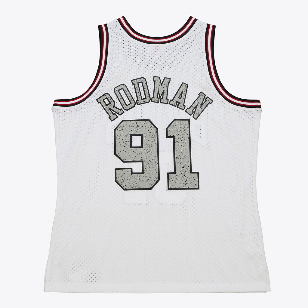 Chicago Bulls Dennis Rodman 1997 Cracked Cement Swingman Jersey - White