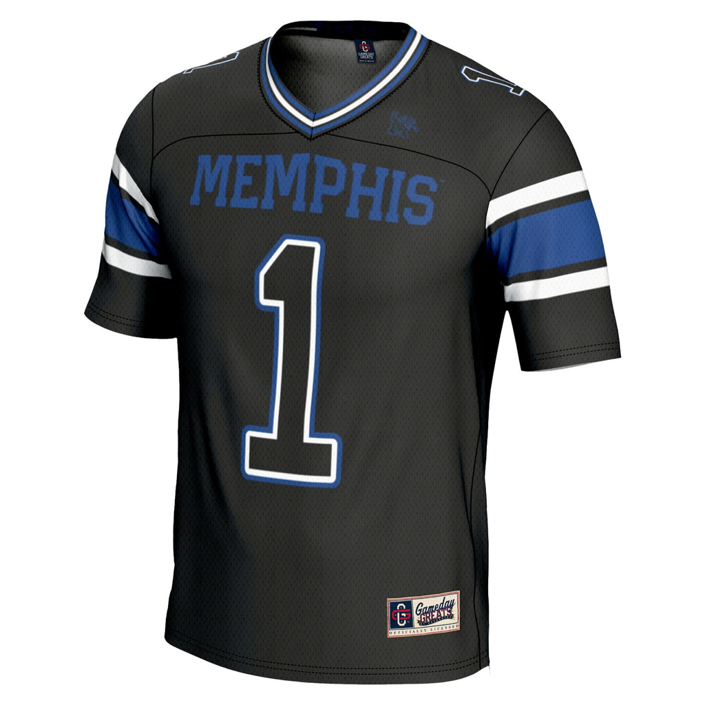 #1 Black Memphis Tigers Endzone Football Jersey