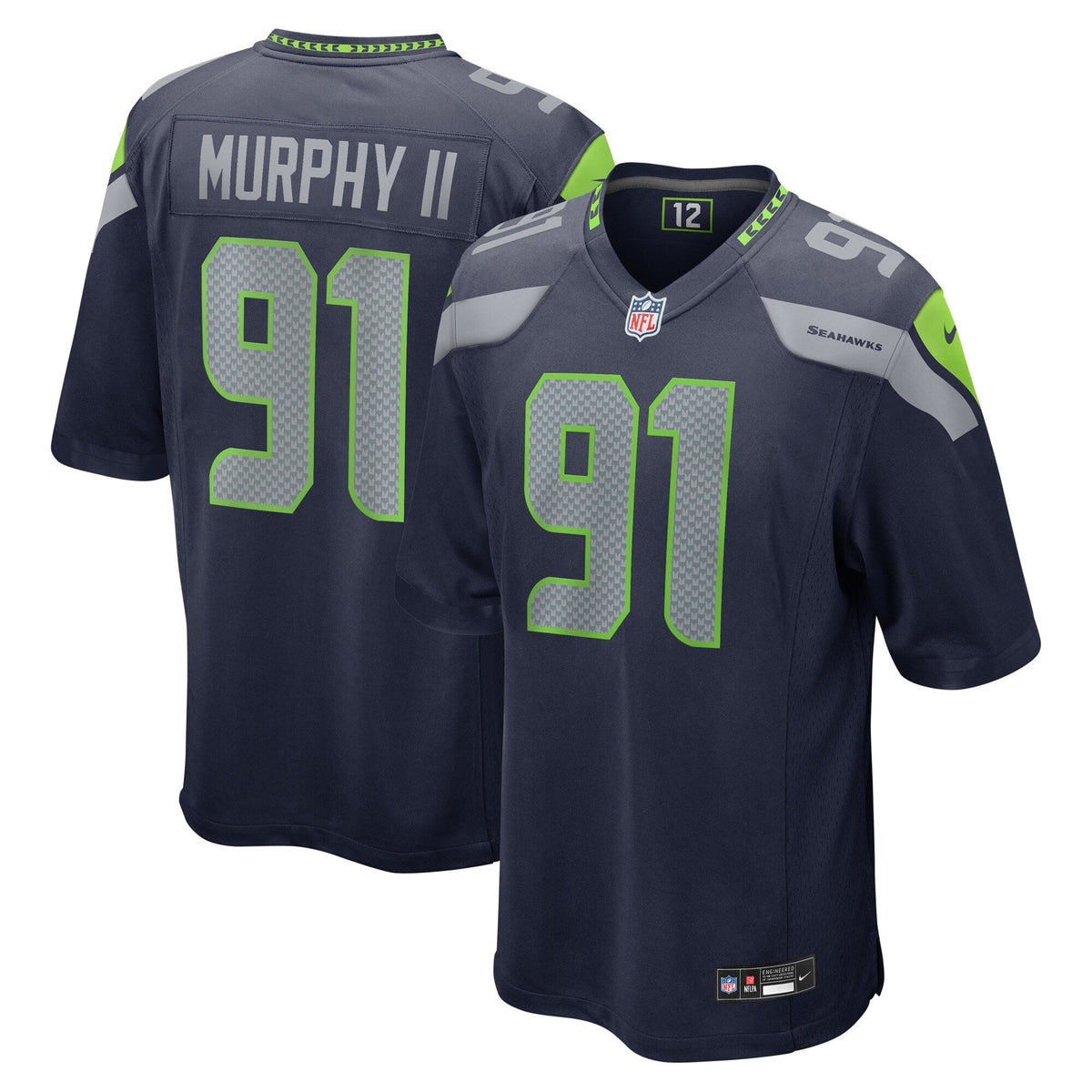 Seattle Seahawks Byron Murphy II College Navy Player Game Football Jersey