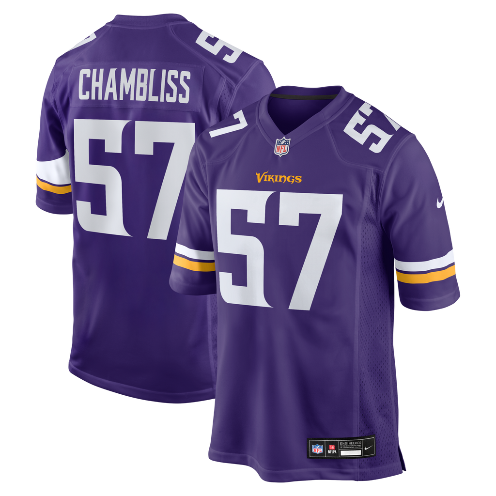 Minnesota Vikings Chaz Chambliss Purple Team Game Football Jersey
