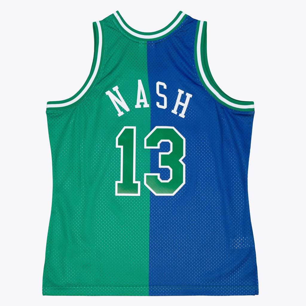 Dallas Mavericks Steve Nash 1998 Split Swingman Jersey - Blue/Green
