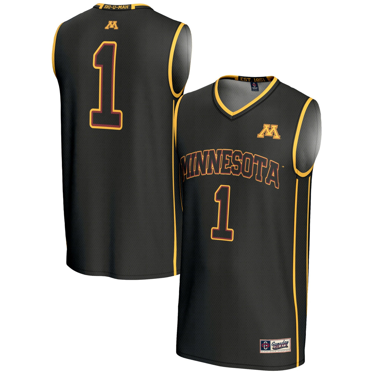 #1 Minnesota Golden Gophers Lightweight Basketball Jersey - Black
