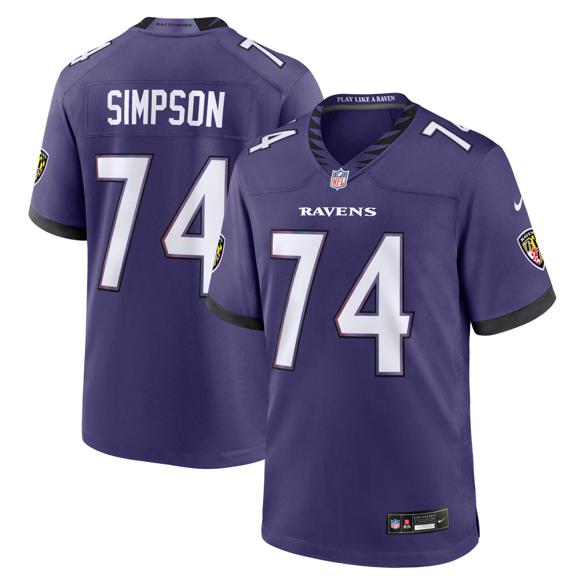 Baltimore Ravens John Simpson Purple Team Game Football Jersey