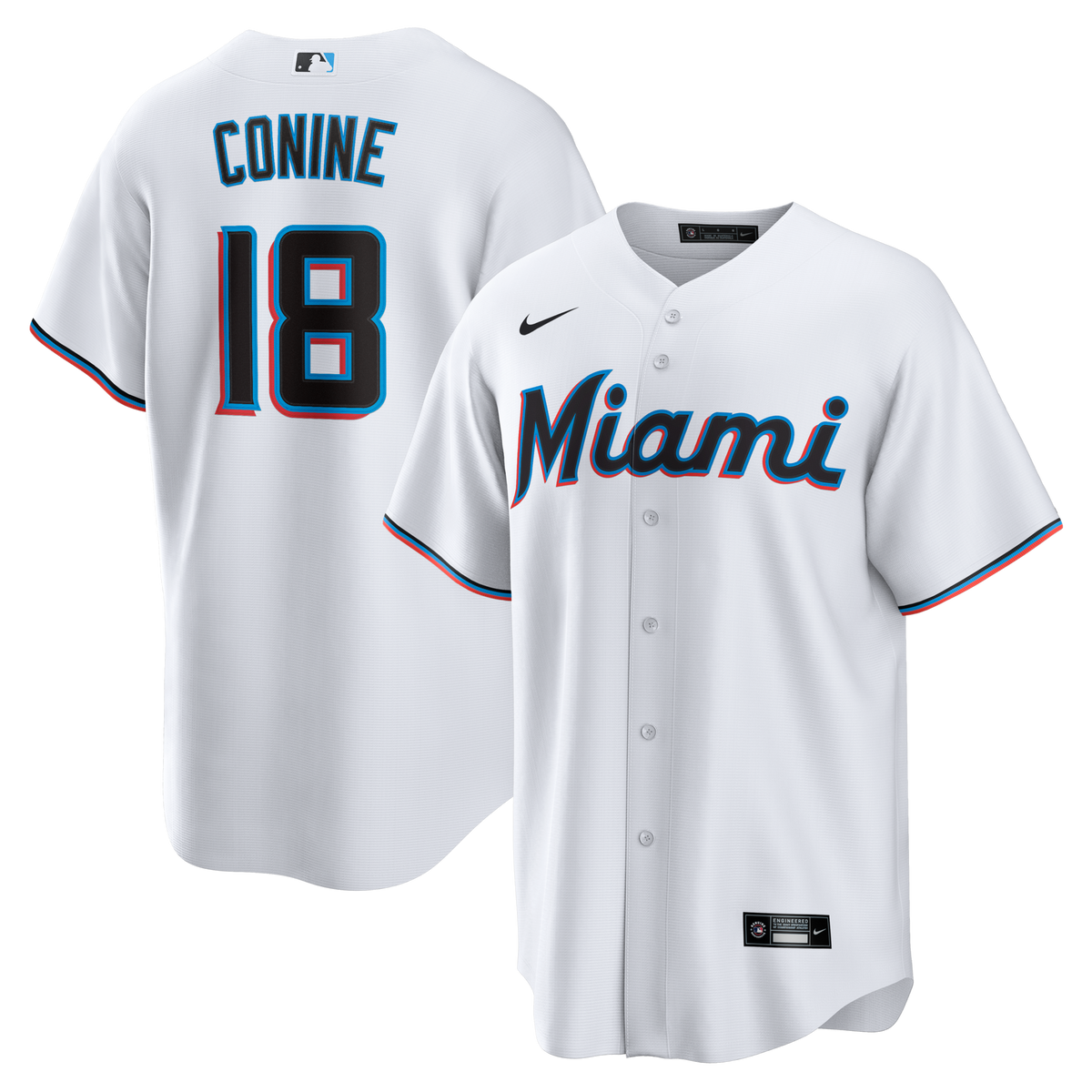 Miami Marlins Griffin Conine White Home Replica Baseball Jersey