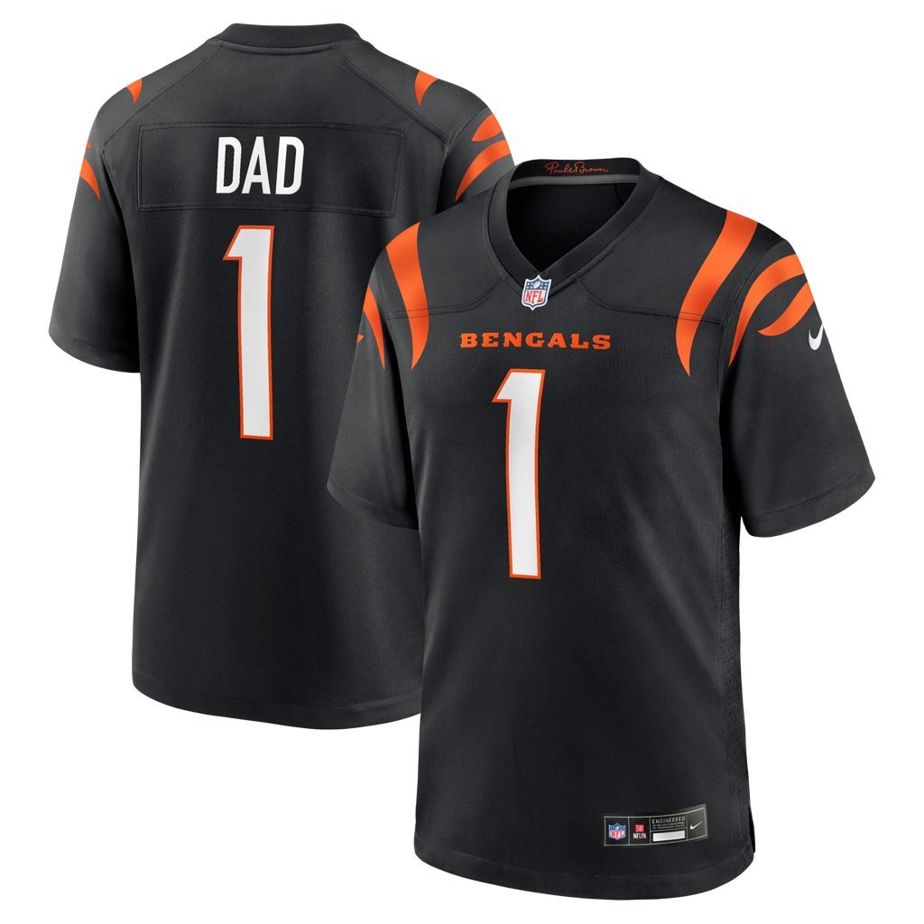 Cincinnati Bengals Number 1 Dad Black Game Football Jersey
