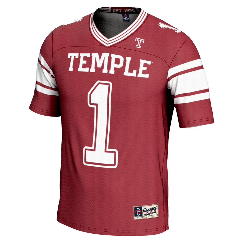 #1 Cherry Temple Owls Endzone Football Jersey