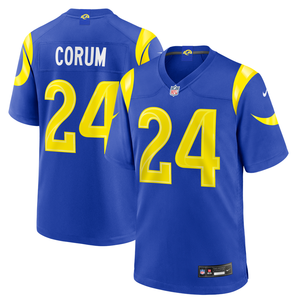 Los Angeles Rams Blake Corum Royal Game Football Jersey
