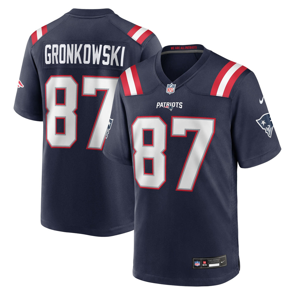 New England Patriots Rob Gronkowski Navy Team Retired Player Game Football Jersey
