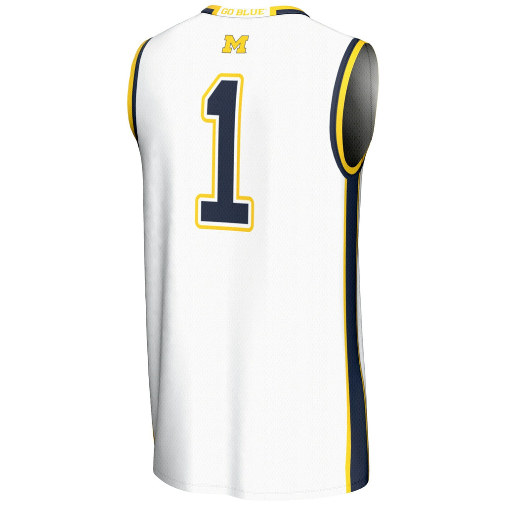 #1 White Michigan Wolverines Lightweight Basketball Jersey
