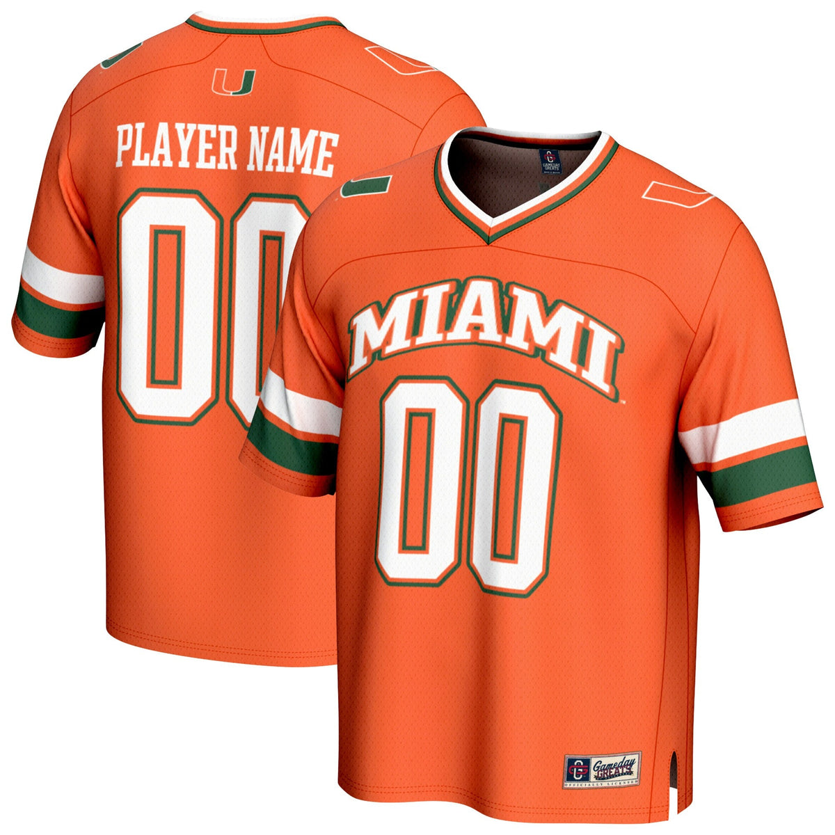Miami Hurricanes Adult Lightweight Collegiate Football NIL Pick-A-Player Fashion Jersey - Orange
