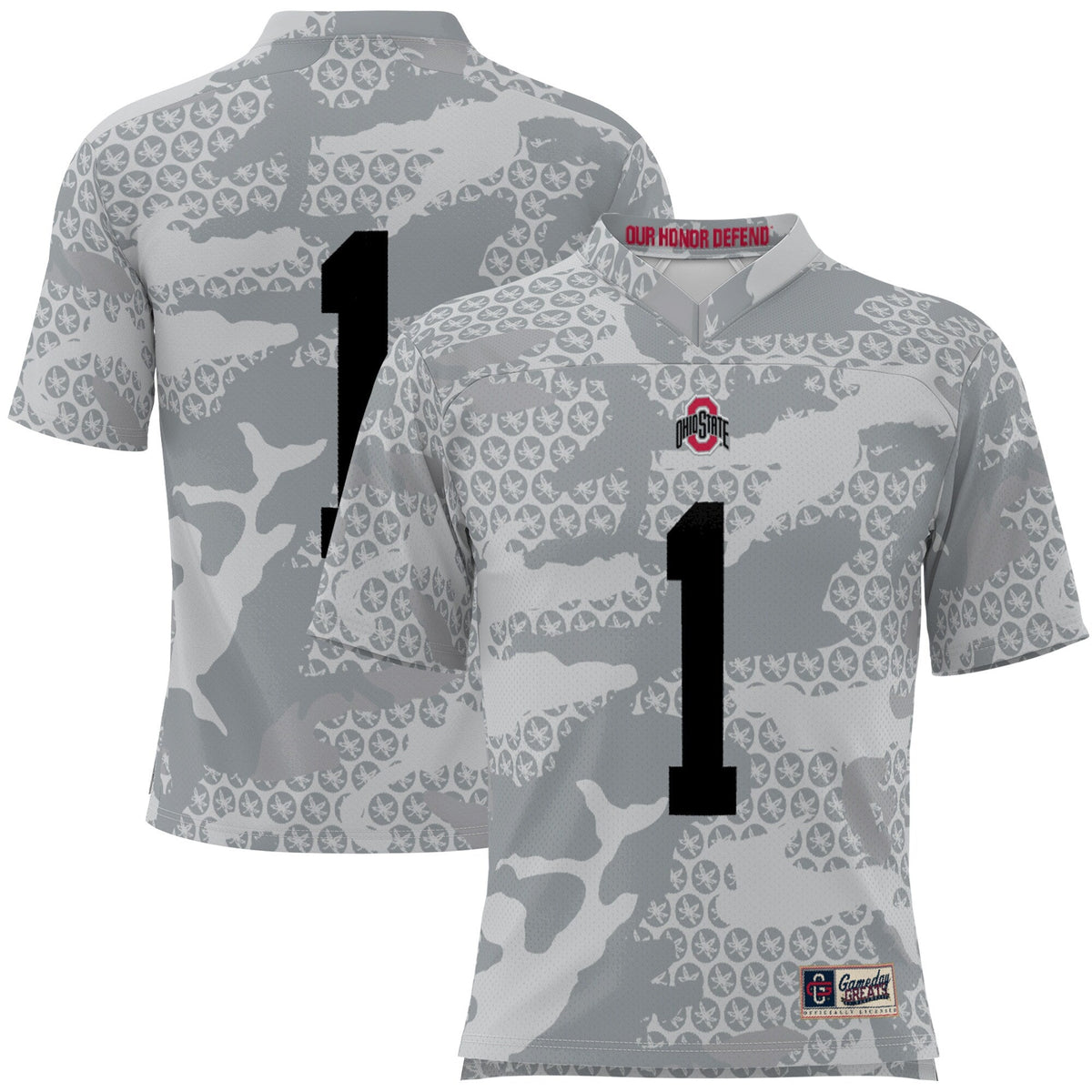 #1 Gray Ohio State Buckeyes Camo Football Jersey