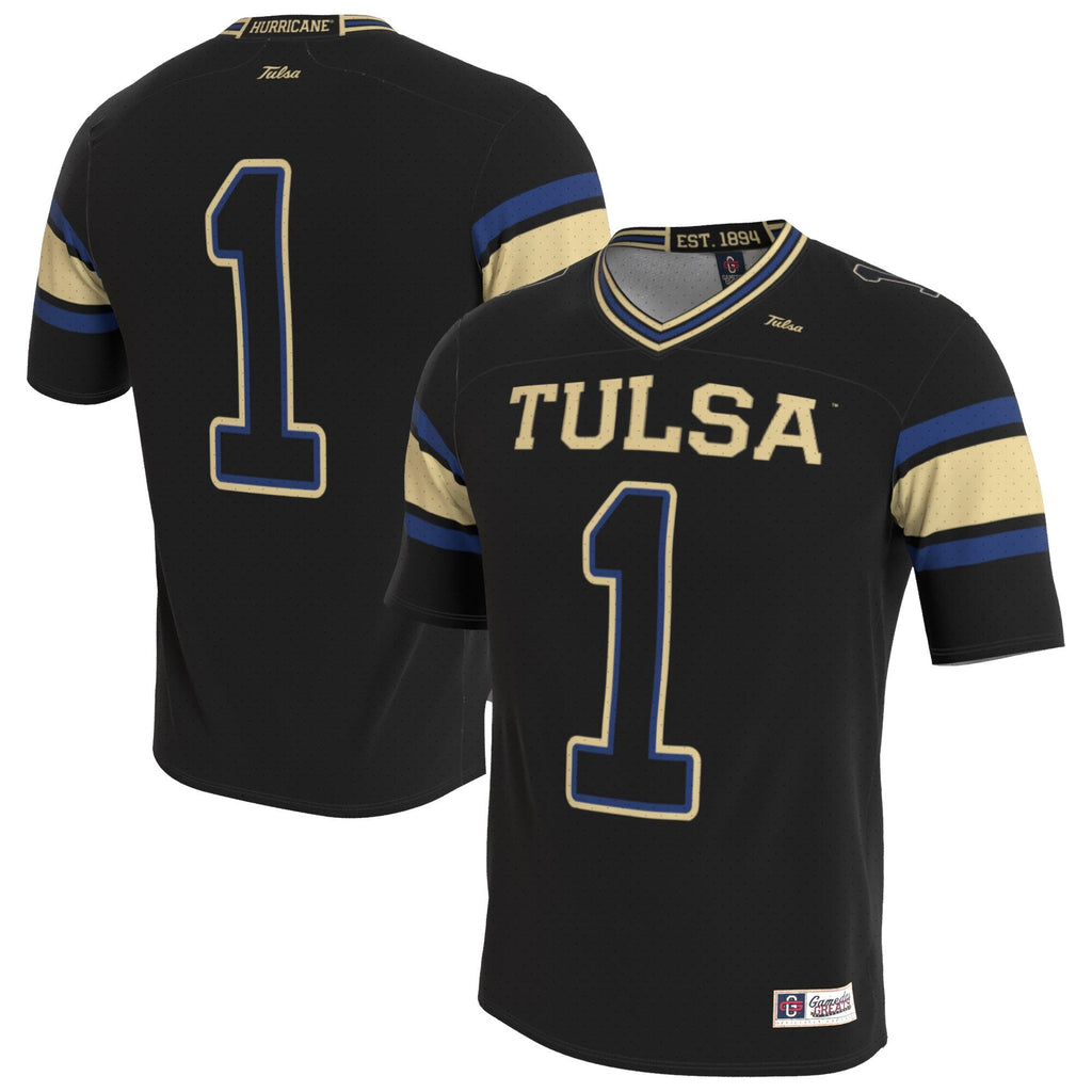Tulsa Golden Hurricane Lightweight Collegiate Football Blackout Fashion Jersey