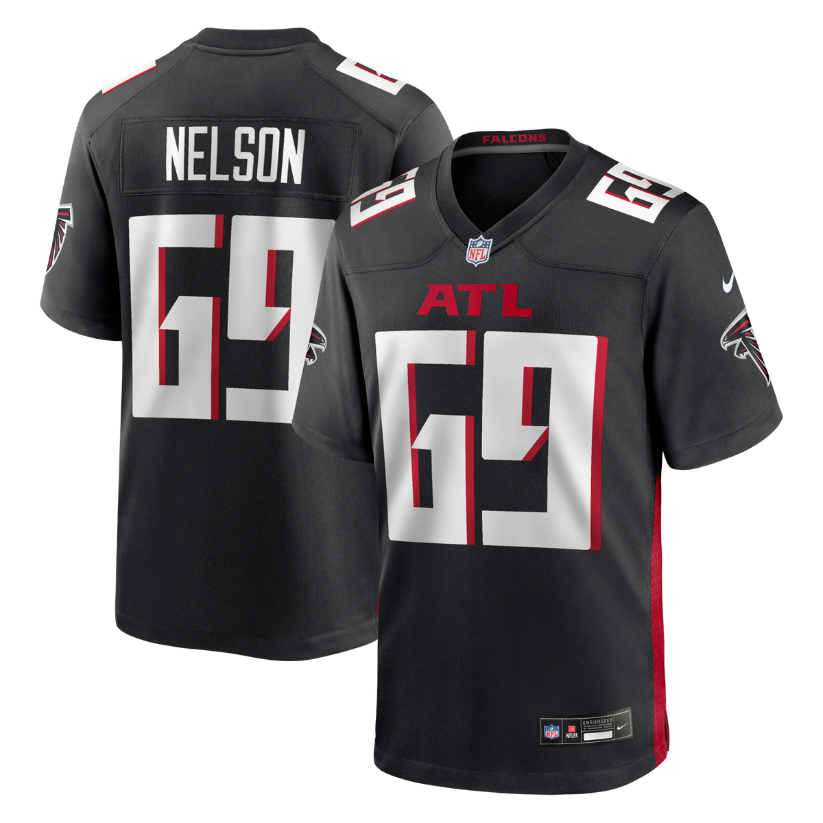 Atlanta Falcons Jack Nelson Black Team Game Football Jersey