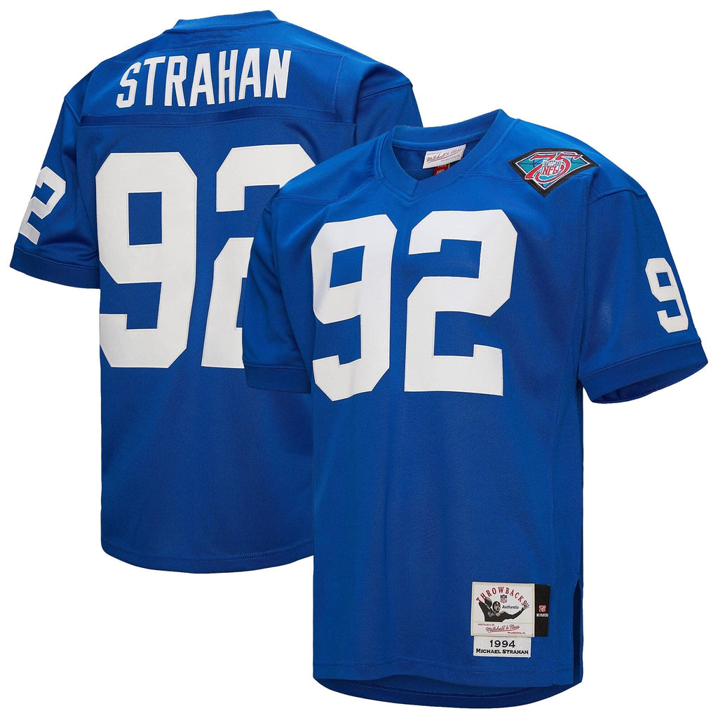 New York Giants 1994 Michael Strahan Royal Throwback Retired Player Football Jersey