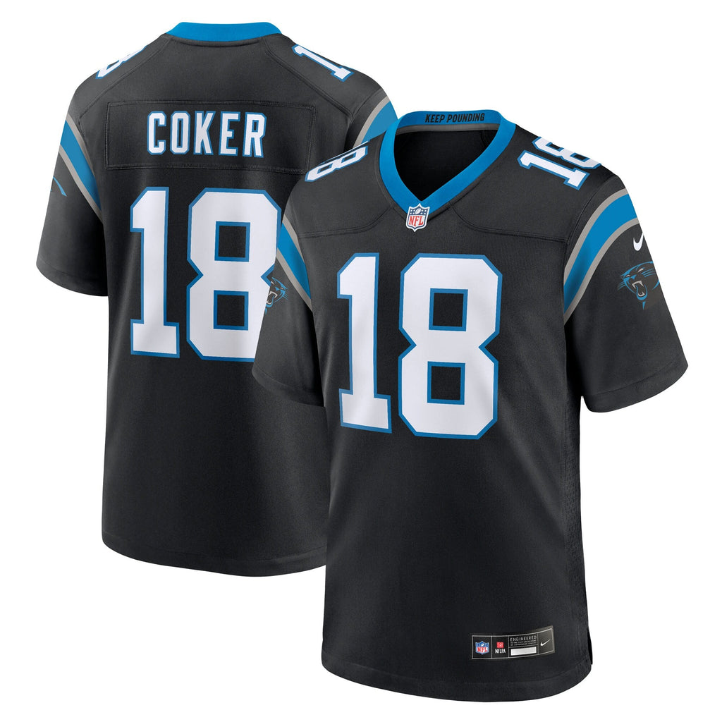 Carolina Panthers Jalen Coker Black Team Game Football Jersey