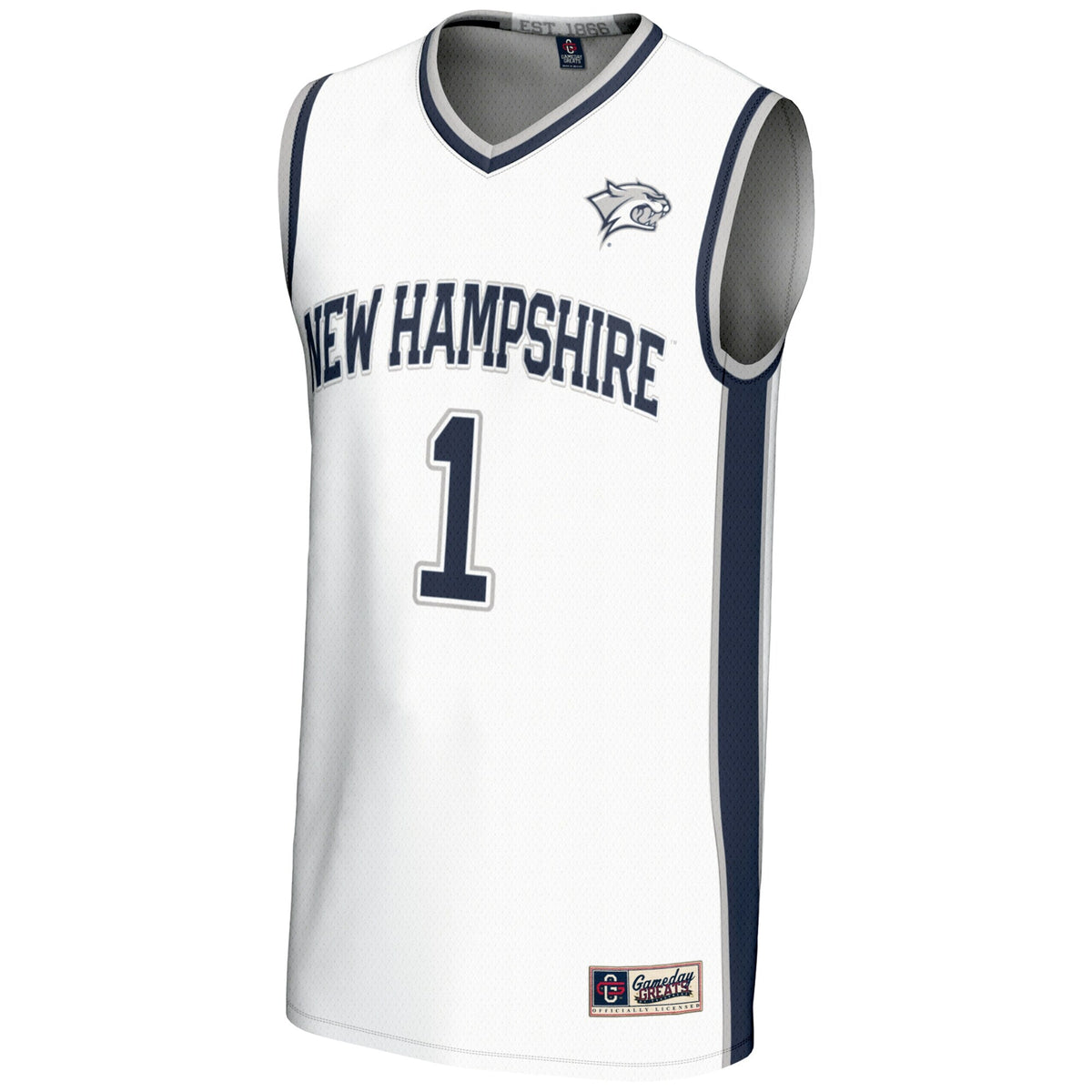#1 New Hampshire Wildcats Lightweight Basketball Jersey - White