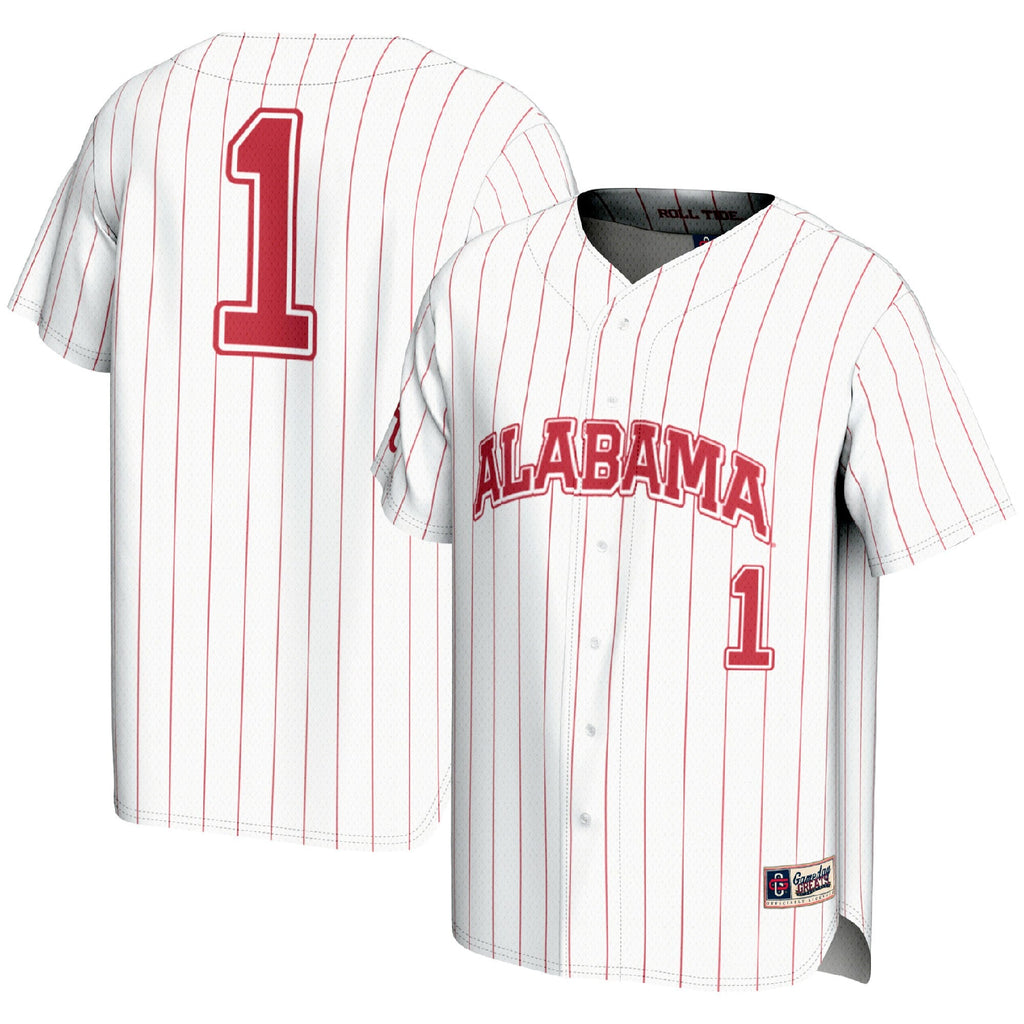 #1 White Alabama Crimson Tide Lightweight Baseball Fashion Jersey