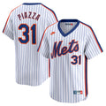 New York Mets Mike Piazza White Throwback Cooperstown Limited Baseball Jersey
