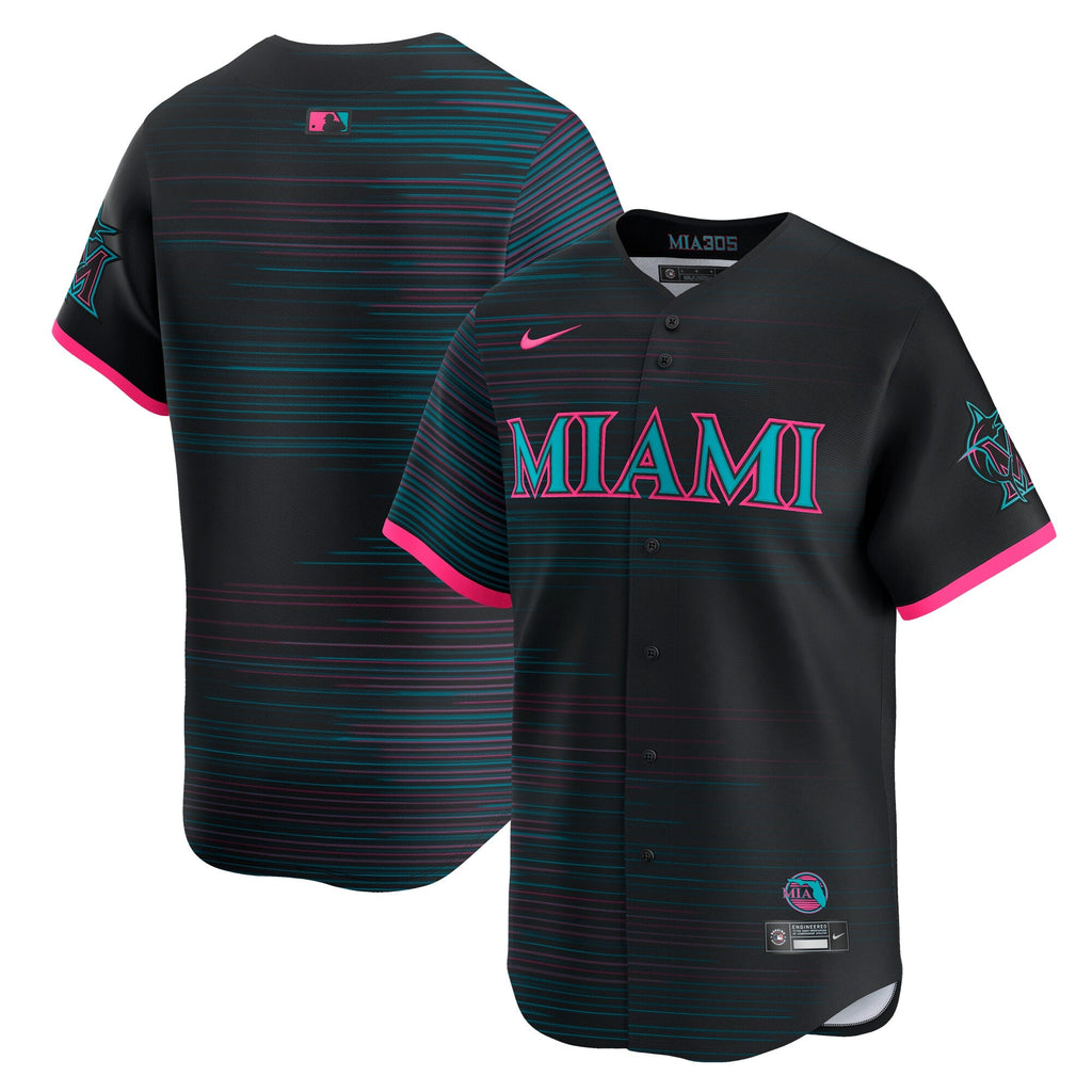 Miami Marlins Black 2025 City Connect Limited Baseball Jersey