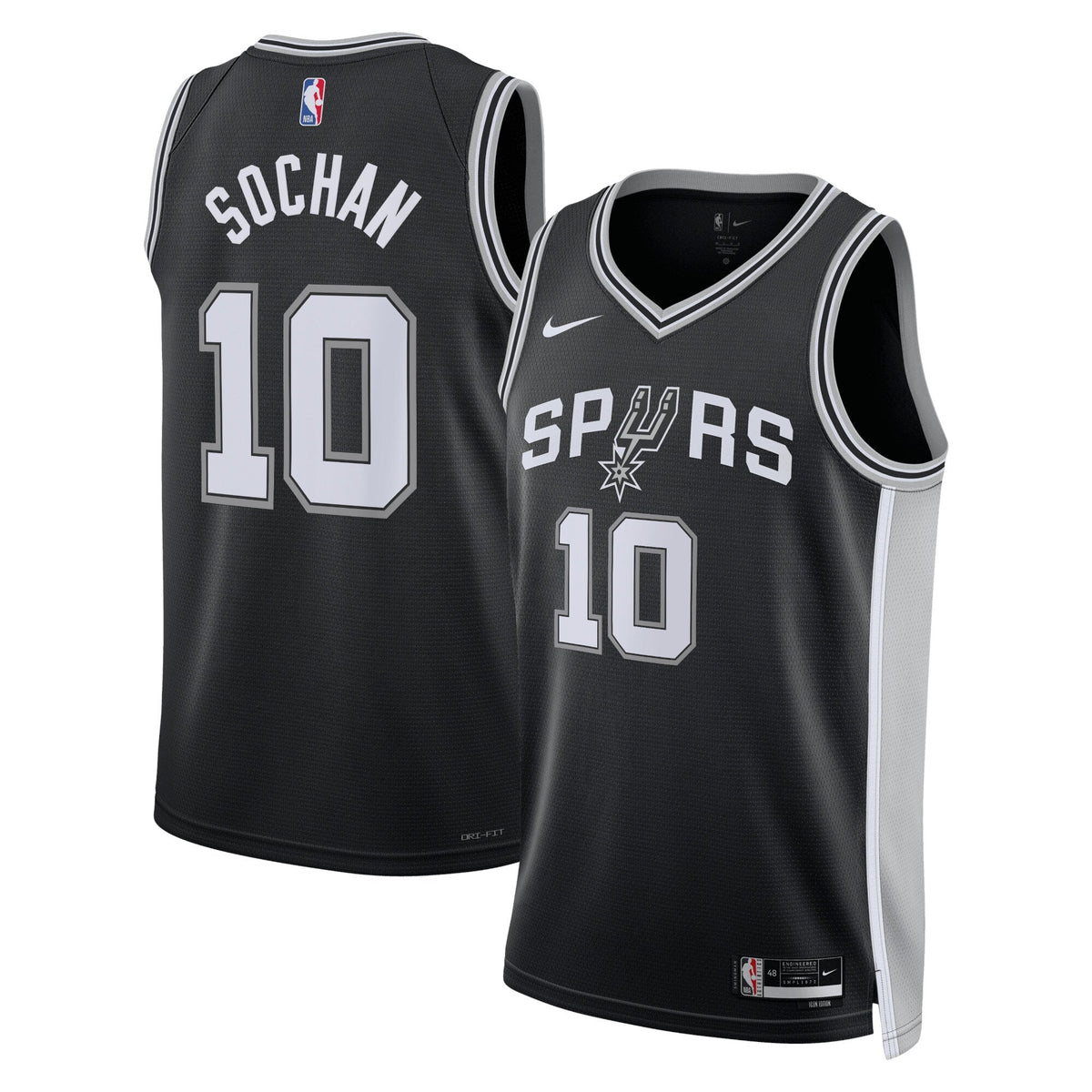 San Antonio Spurs Icon Edition Swingman Jersey - Black - Jeremy Sochan