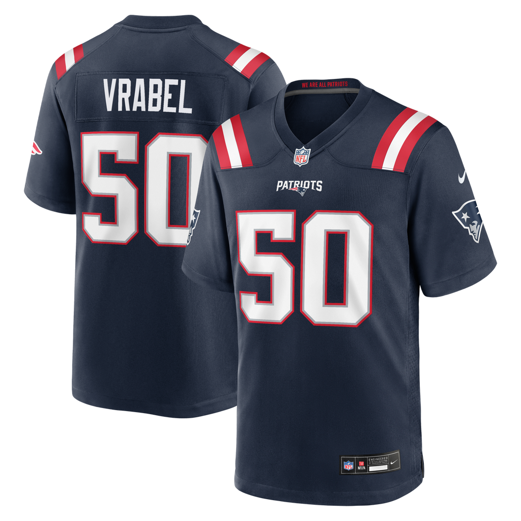 New England Patriots Mike Vrabel Navy Game Retired Player Football Jersey