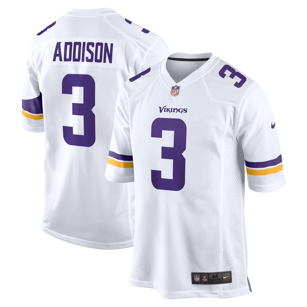 Minnesota Vikings Jordan Addison White Away Game Football Jersey
