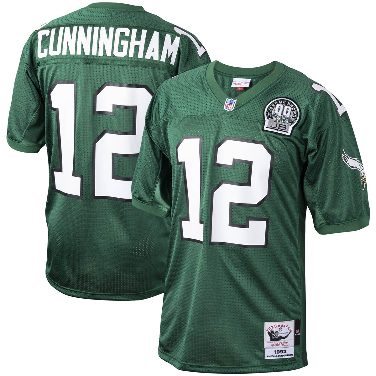 Philadelphia Eagles 1992 Randall Cunningham Green Throwback Retired Player Football Jersey