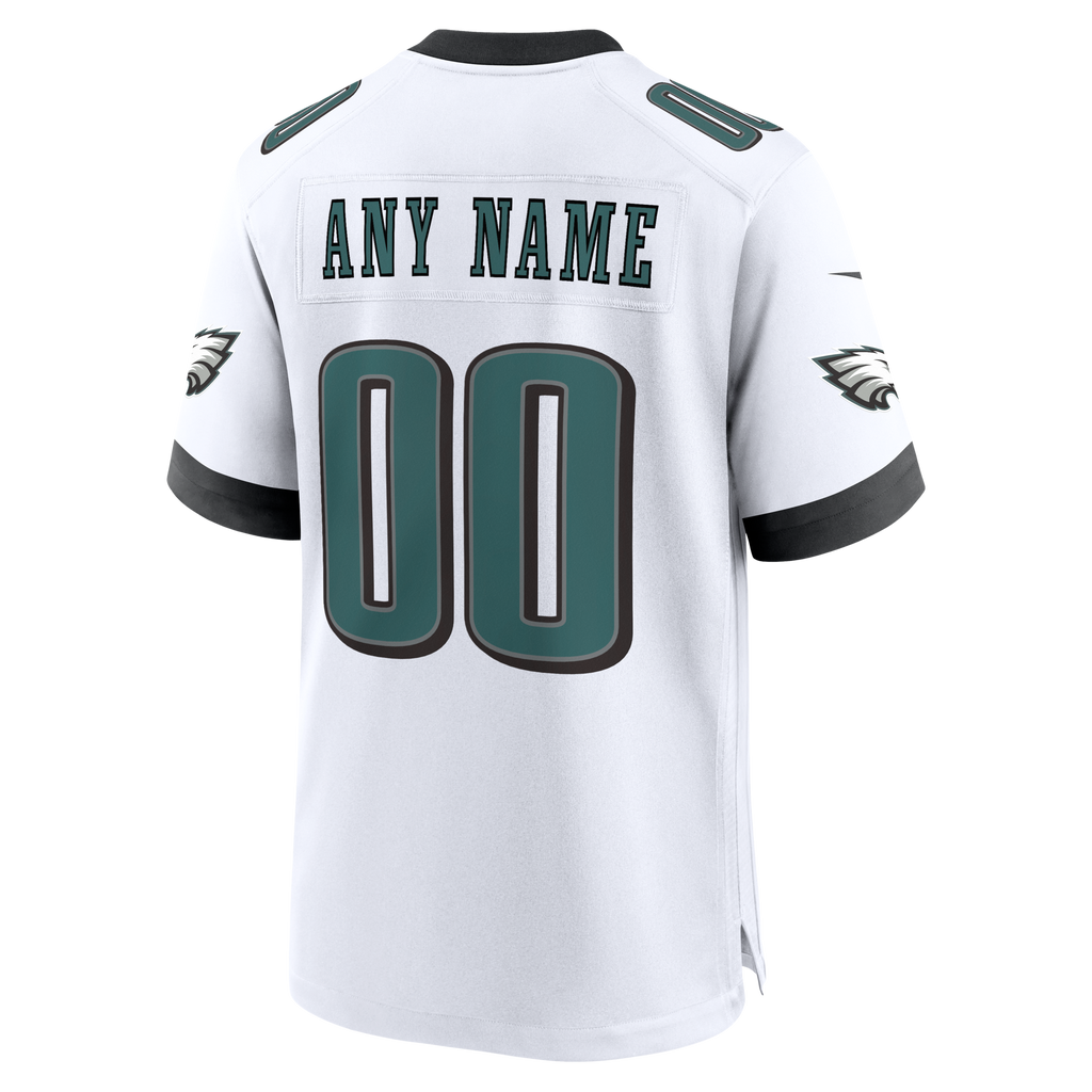 Philadelphia Eagles White White Custom Game Football Jersey