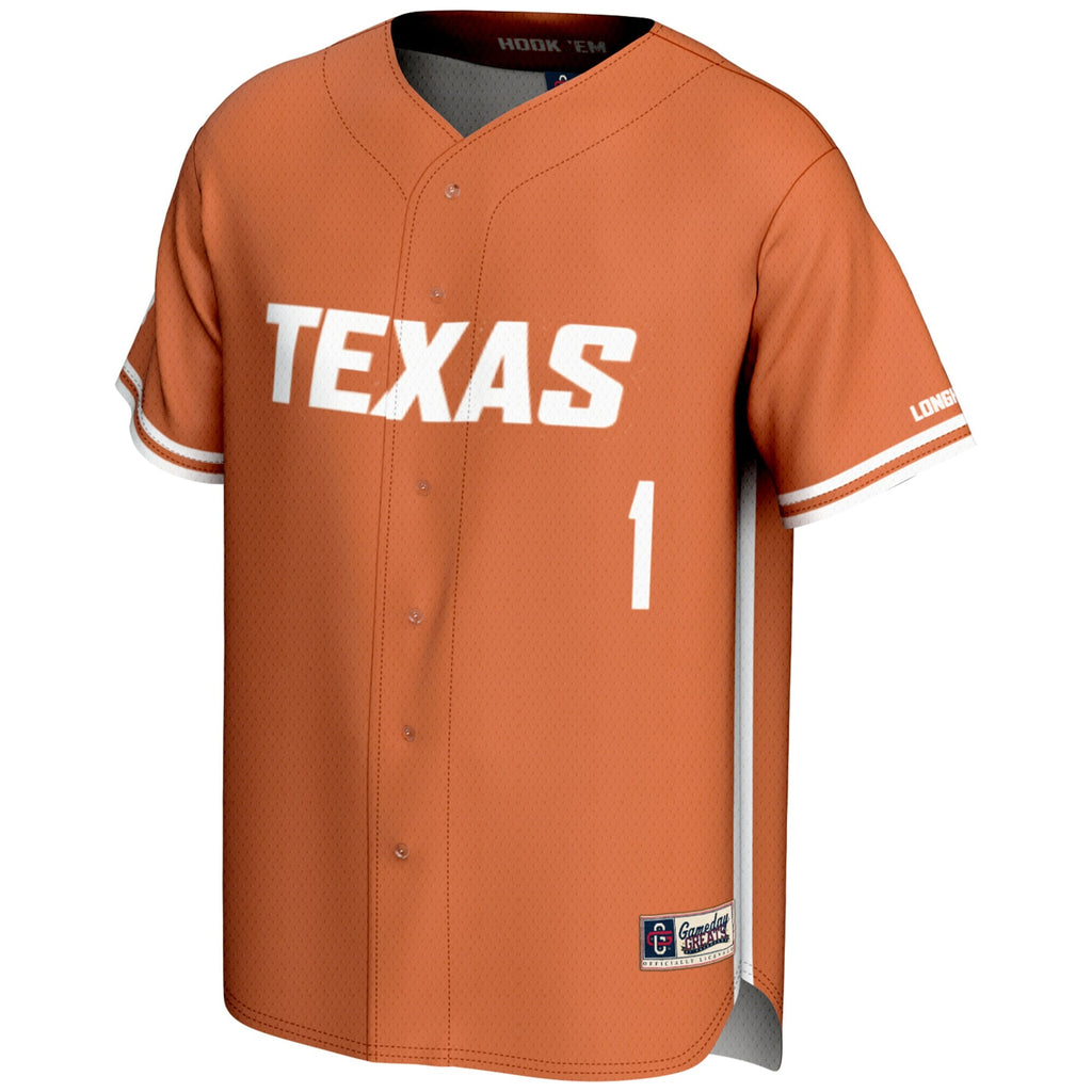 #1 Burnt Orange Texas Longhorns Lightweight Baseball Jersey
